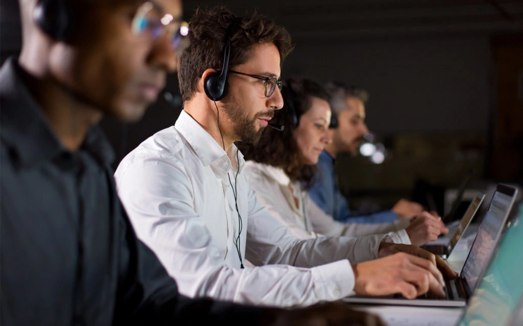 call center for typing center
prople taking calls