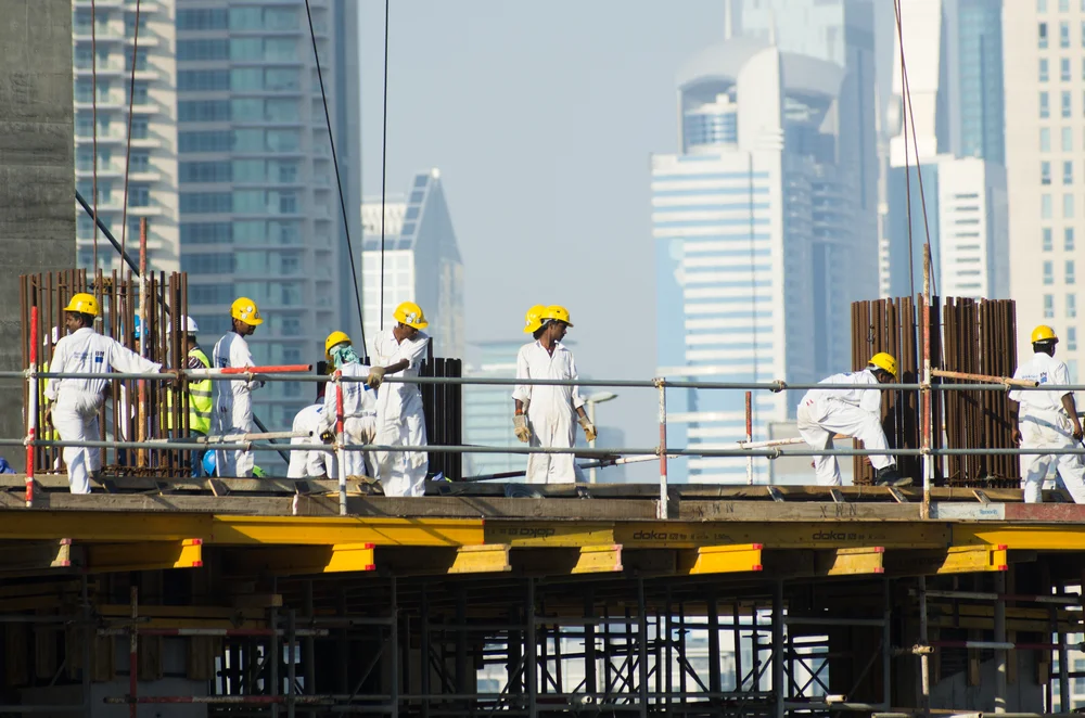 Labour constructing bridge in UAE