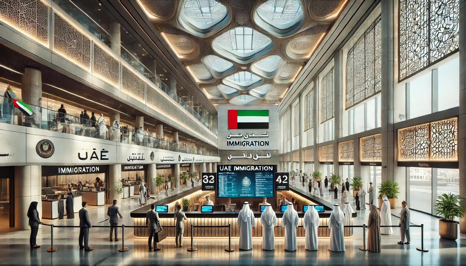 Resident in Dubai checking Emirates ID details online using laptop in modern apartment.